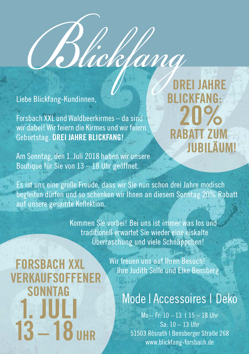 3 Jahre Blickfang - Forsbach XXL